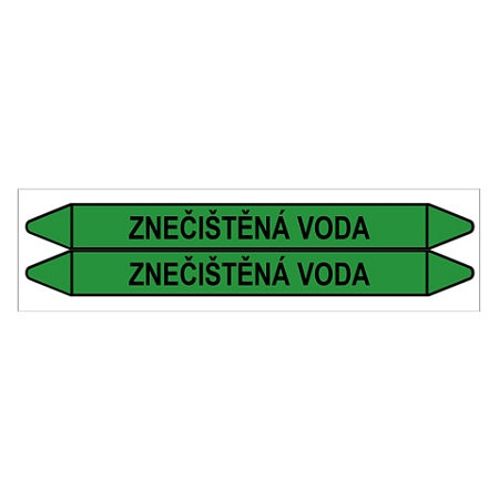 Značení potrubí, znečištěná voda,2 ks, 450 × 52 mm